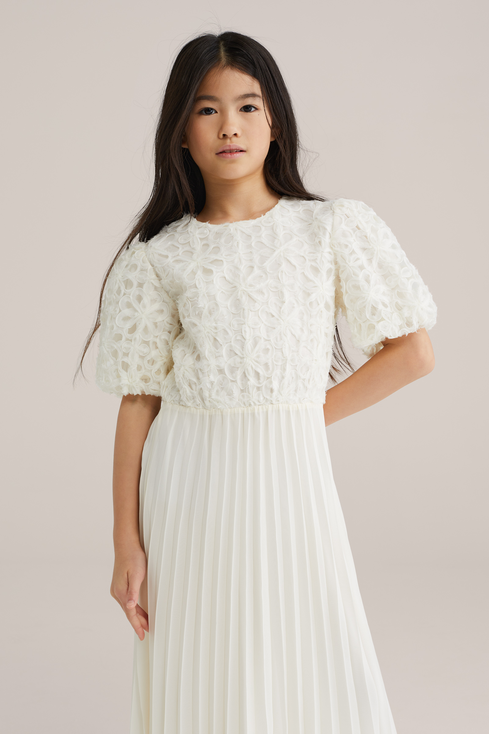 Meisjes plisse jurk met structuur