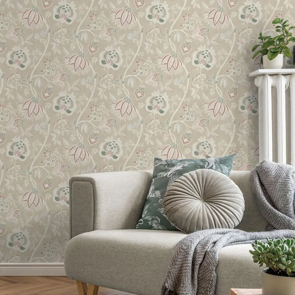 Sanders & Sanders behang bloemen beige - 53 cm x 10 m