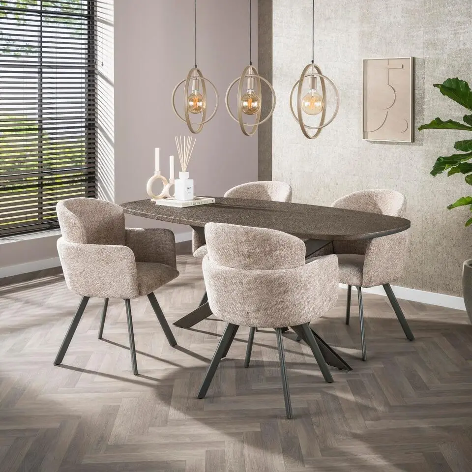 Fraaai - Alfa eettafel Deens ovaal 180 cm - brons