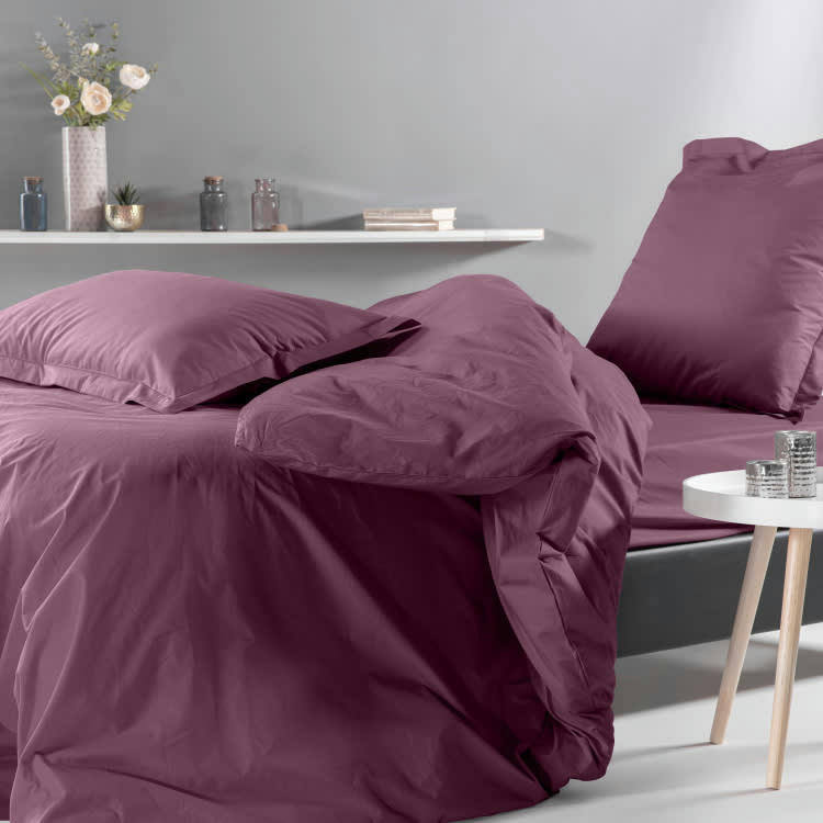 PERCALE MONTELEONE - Taie de traversin en Coton Prune 185 cm