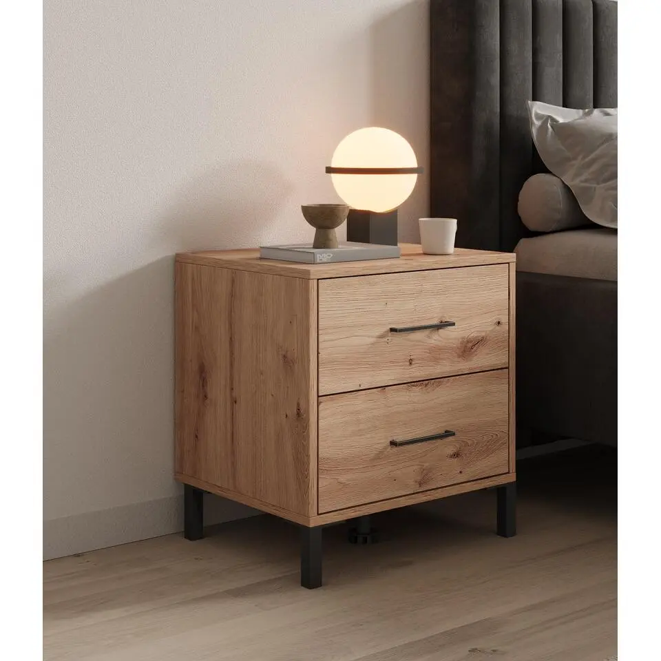 Meubella - Nachtkastje Vidor - Eiken - 48 cm