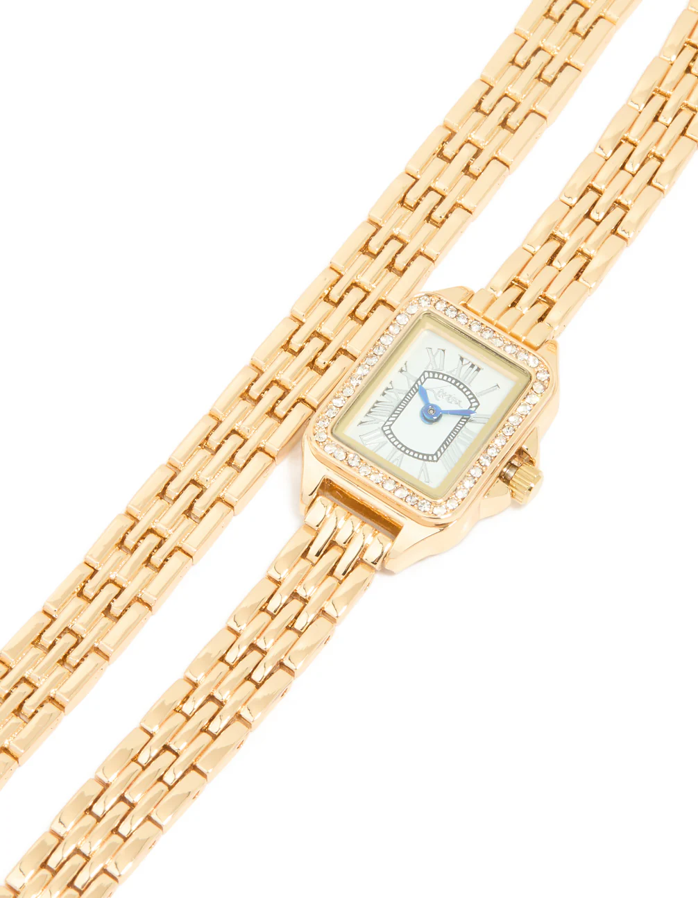 Gold Diamante Mini Double Strap Watch