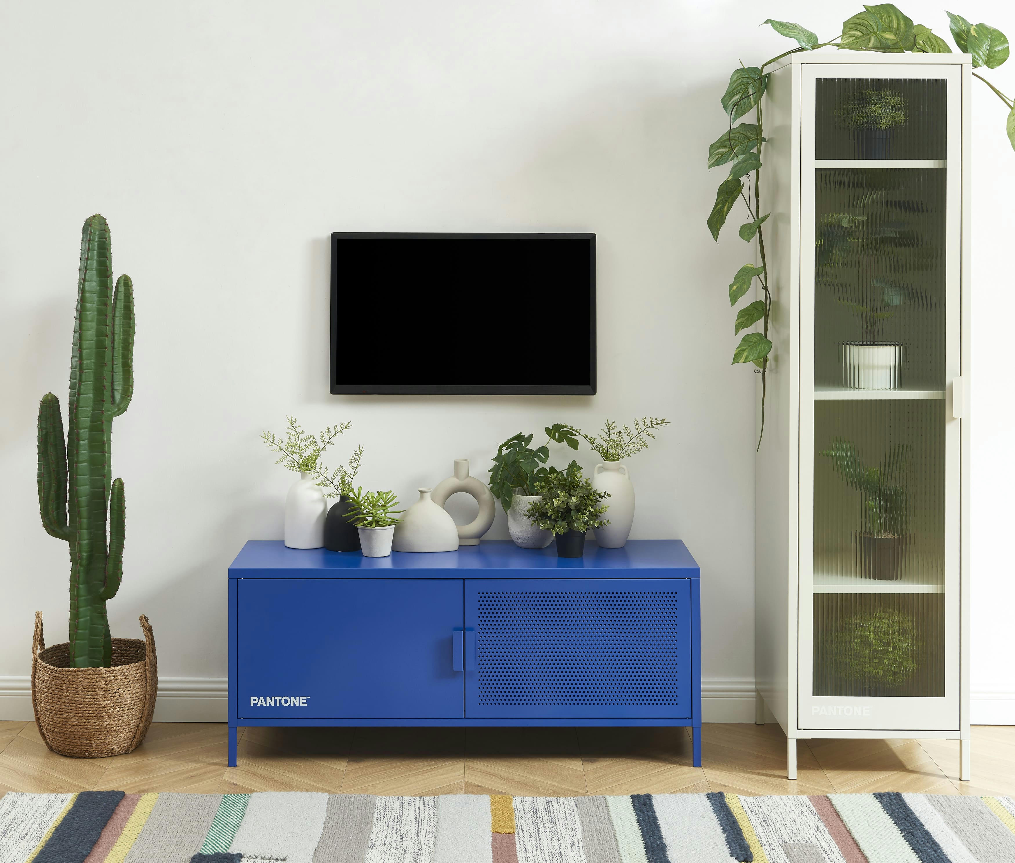 PANTONE - Meuble tv  métal bleu électrique 120cm