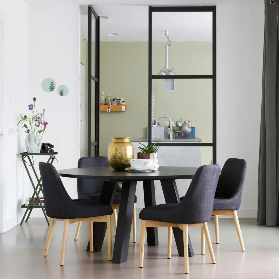 WOOOD Rhonda Eetkamertafel XL - Eiken - Blacknight - &Oslash;150 cm