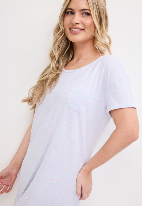 Womens Grey Heart Soft Touch Nightdress