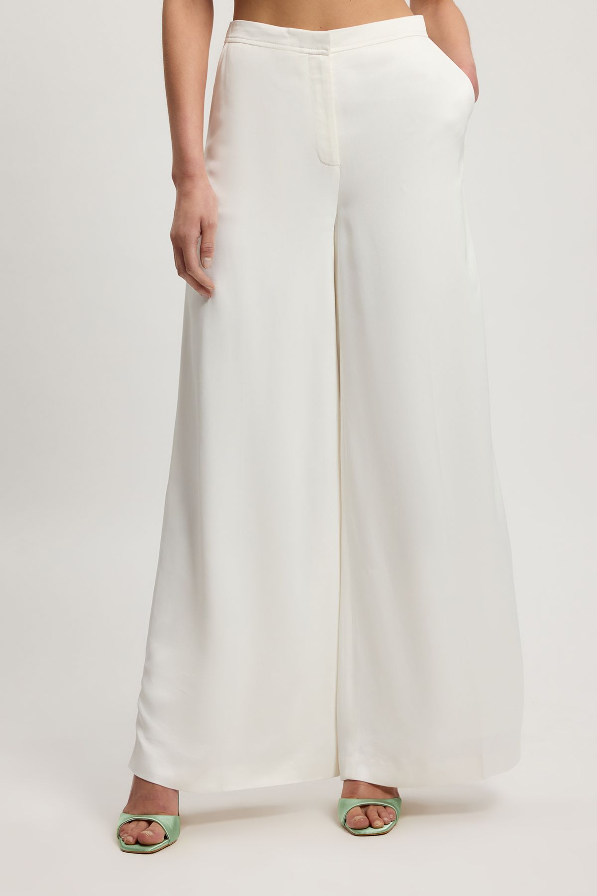 KarenMillen Satin Viscose Tailored Kick Flare Trouser