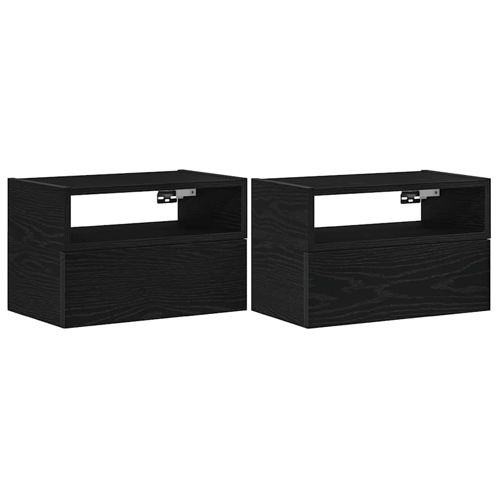 2x Szafka Nocna Stolik Czarna z Szufladą Wisząca Do Sypialni 45x26x28,5 cm