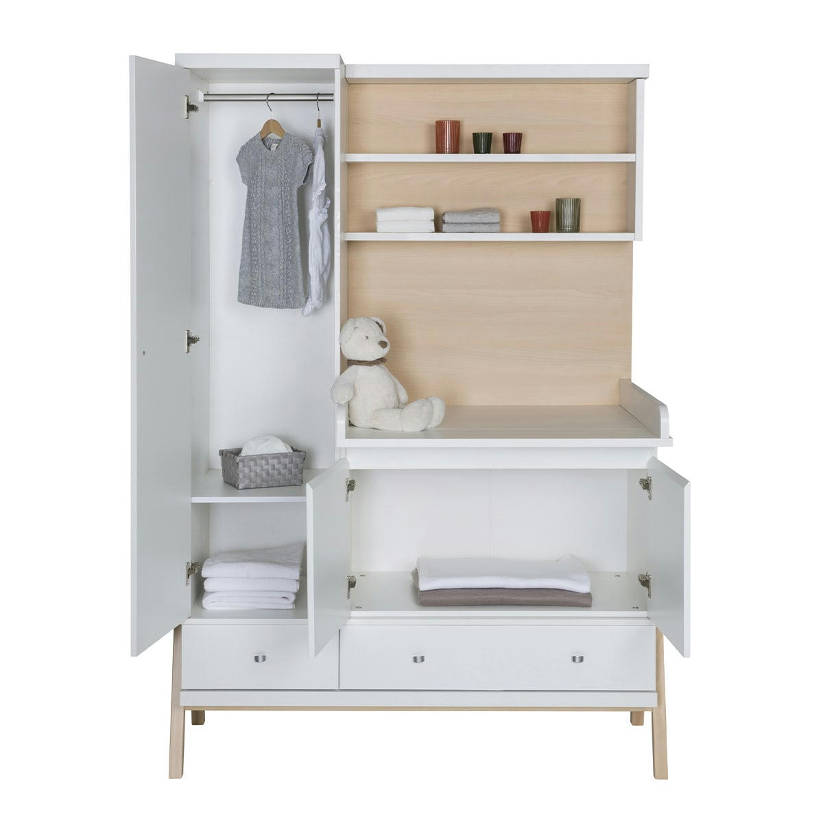 CHARLY - Armoire plan blanc bois