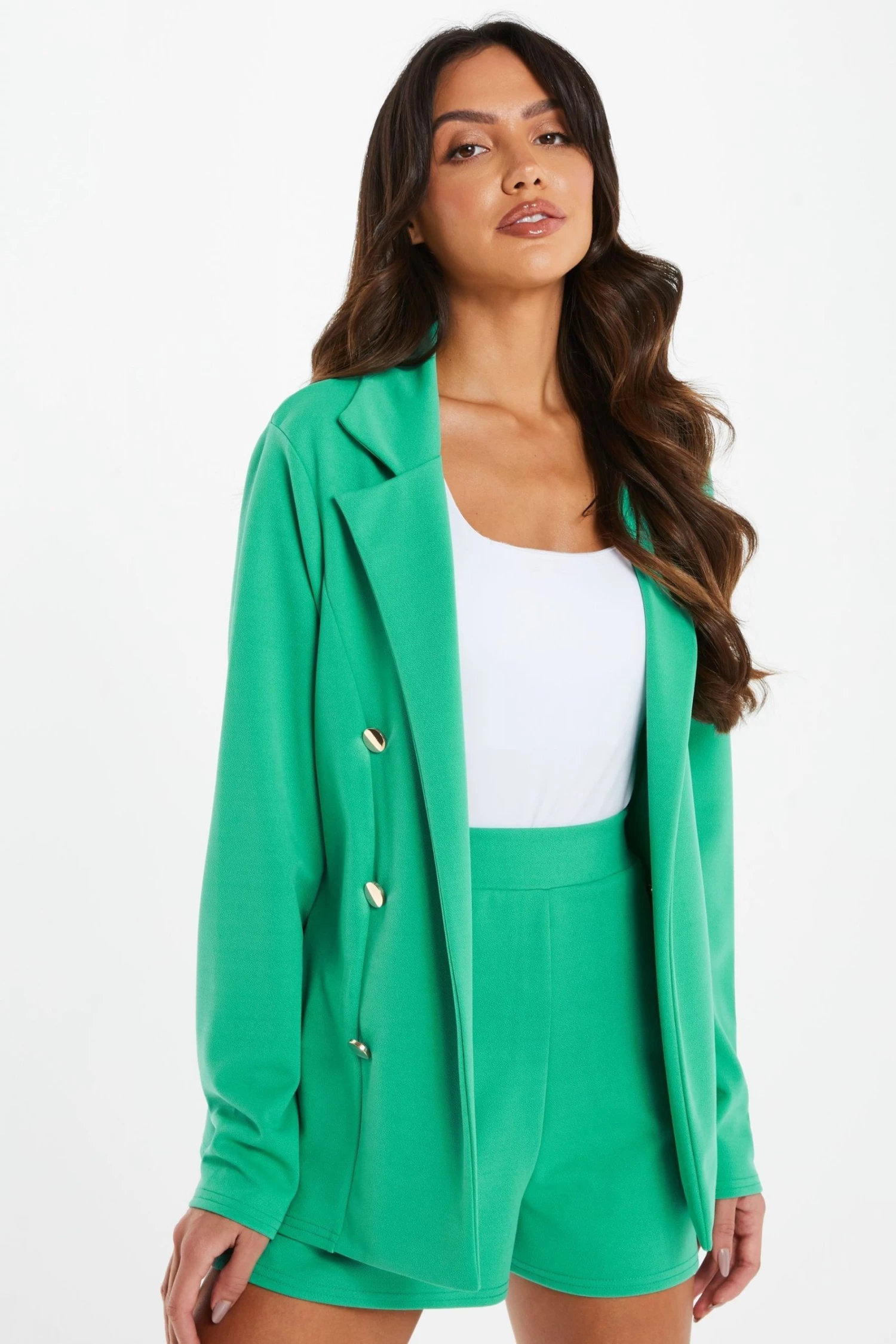 Quiz Green Double Breasted Blazer