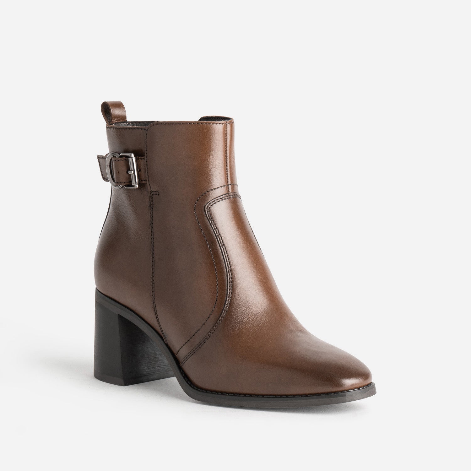 Boots à talon marron cuir