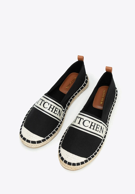 Damskie espadryle z lamówką z logo czarne
