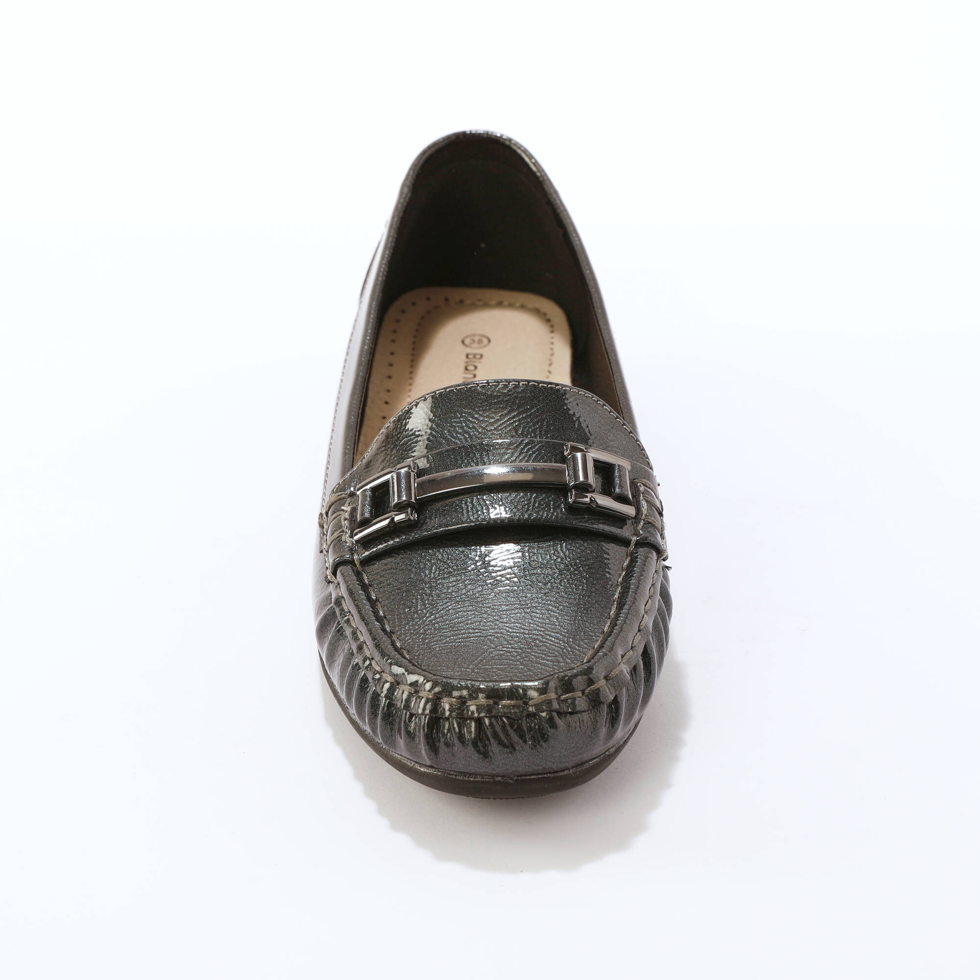 Mocassins à mors, effet métallisé