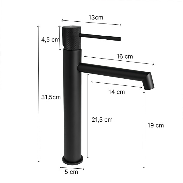 Bateria MERI-36 umywalkowa czarna wysoka loft - Yoka Home