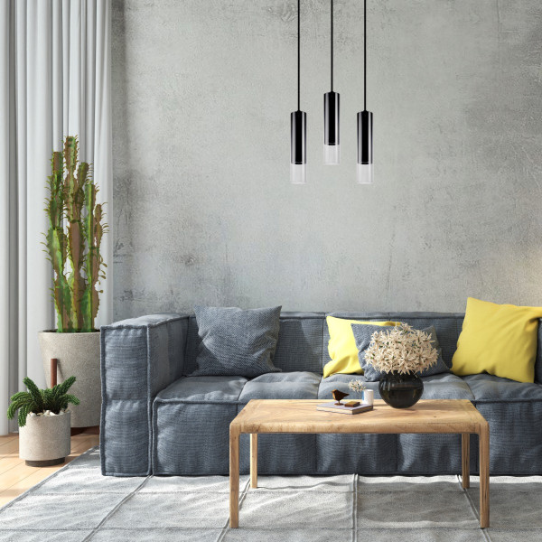 Lampa wisząca czarno-przezroczysty SMOKY 1xGU10x10W wym: 120x10x10 cm Polux
