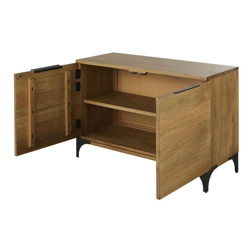 Metropolis - Buffet 2 portes en bois de manguier massif et métal grisé