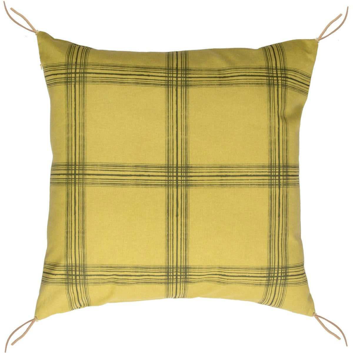 MADRAS - Housse de coussin coton  50x50 vert kaki
