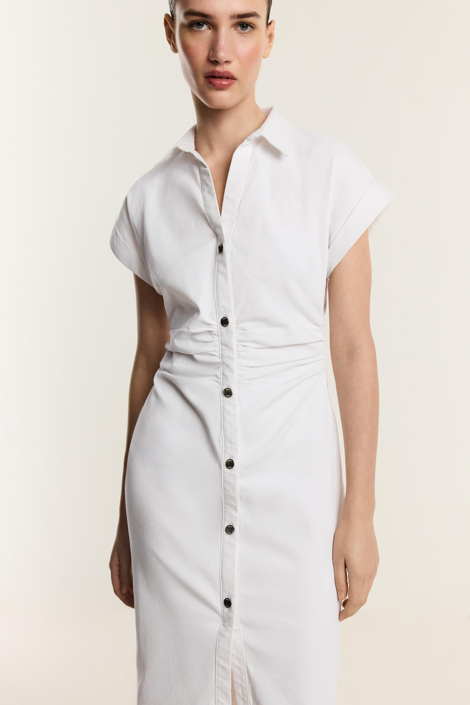 Vestido denim midi botones
