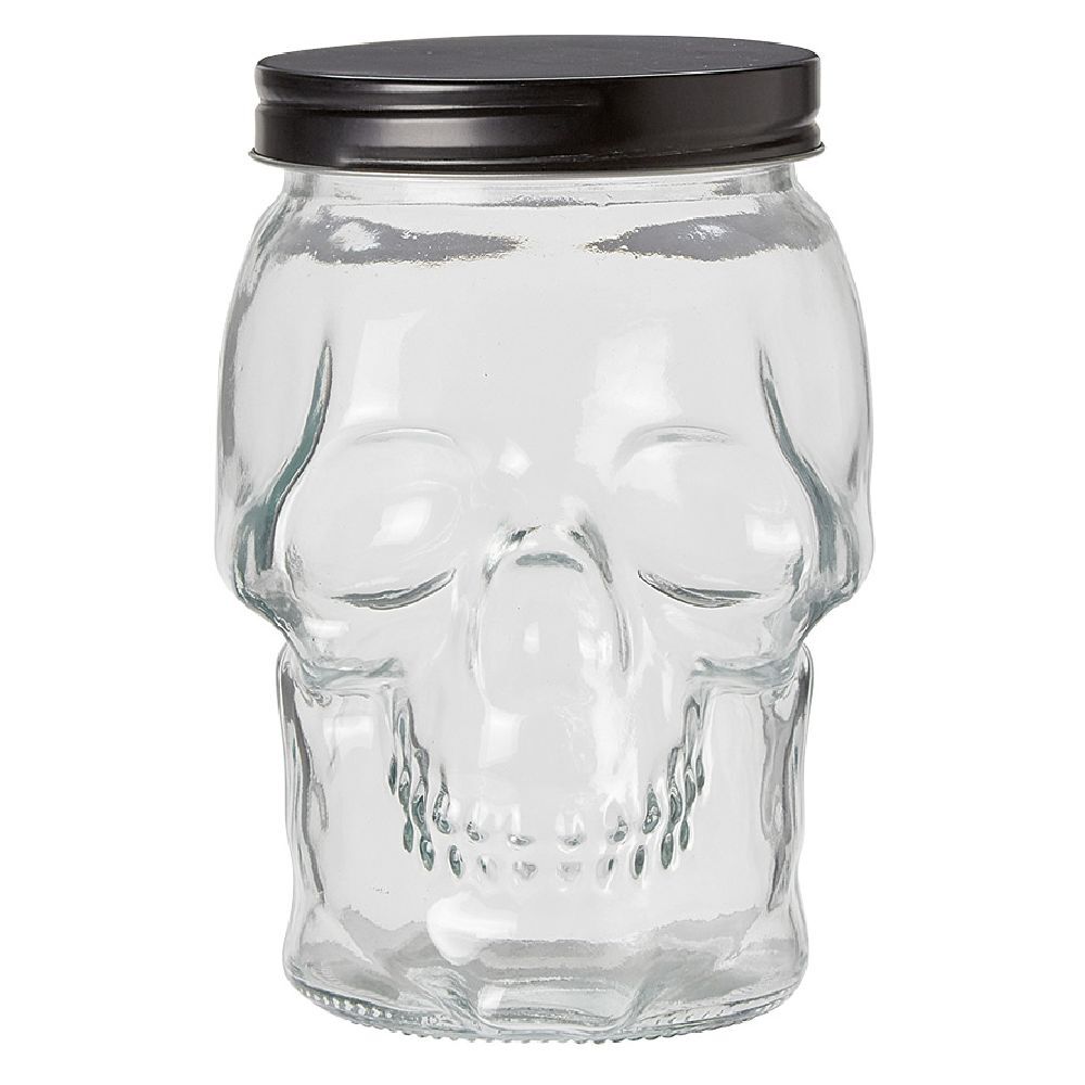 Bonbonnière transparente design Tête de mort Halloween 1,5L