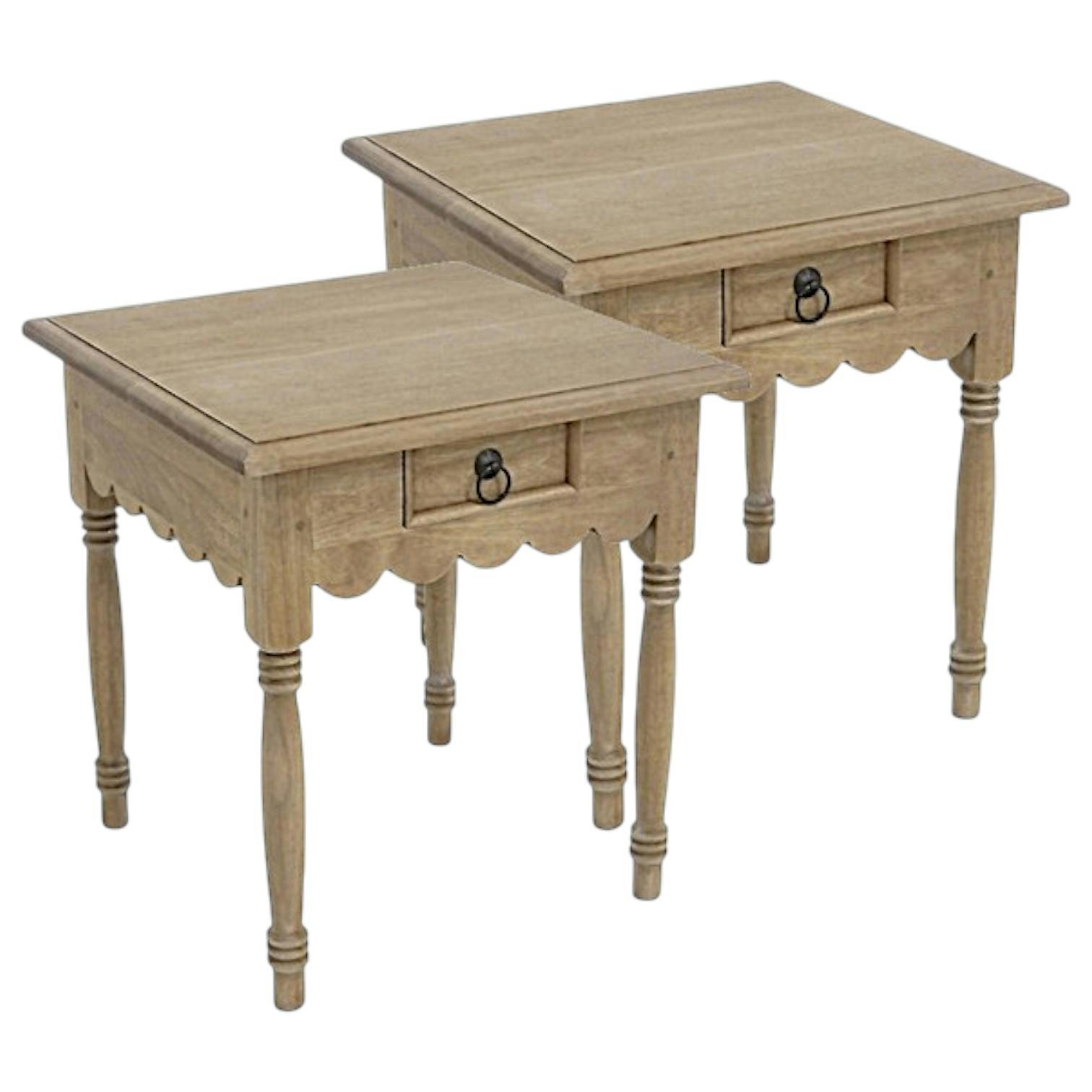 Lot de 2 Bouts de canapé / Chevets Hévéa 1 tiroir 50x50x55cm TRADITION