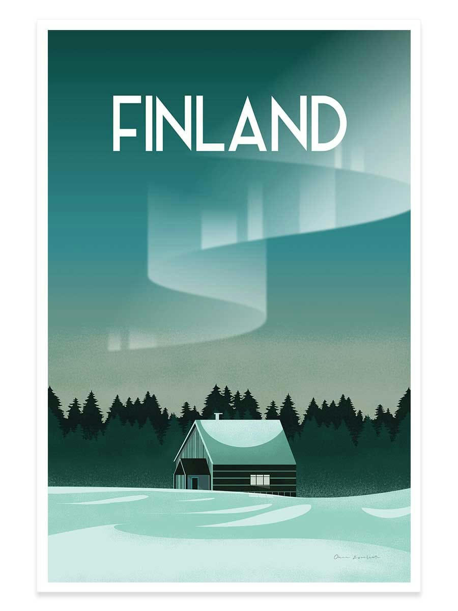 - Affiche voyage laponie finlandaise sans cadre 40x60cm