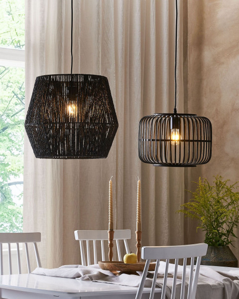 Lampa wisząca bambusowe drewno czarna