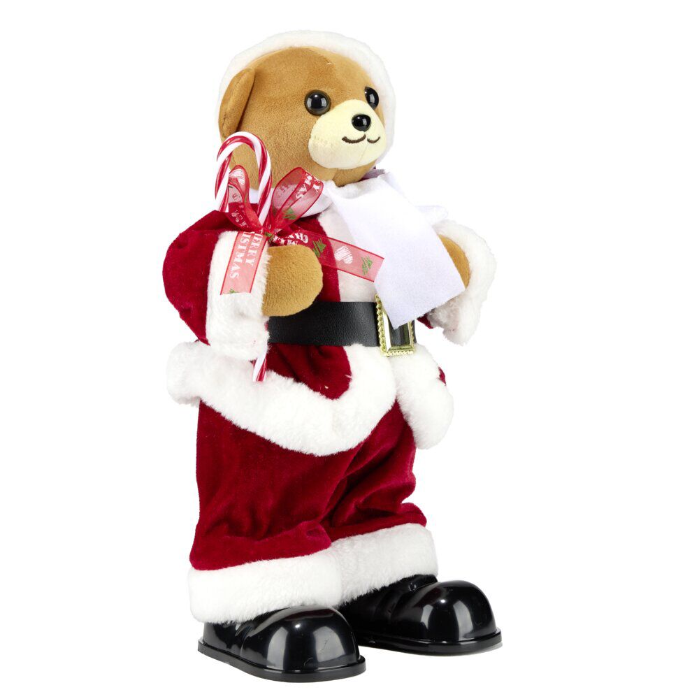 Ours debout Père No&euml;l animé et musical H31cm