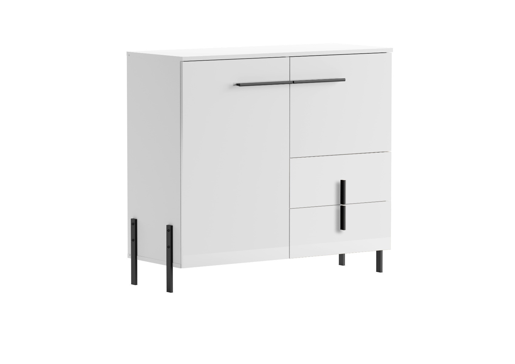 Komoda JUSTINE 100 2D2S biała/biały połysk