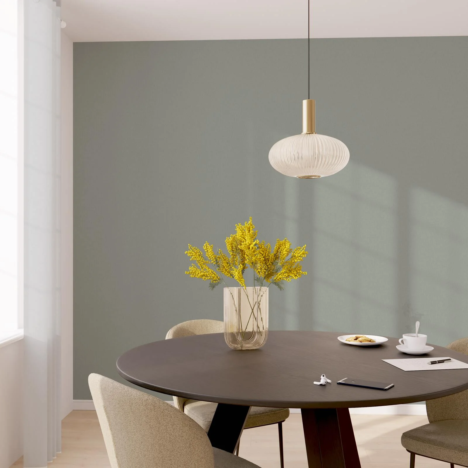 4MURS Papier peint vinyle PODIUM coloris vert de gris