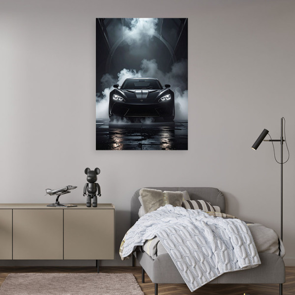 Obraz do salonu biura pokoju młodzieżowego, Samochód sportowy czarny 20x30