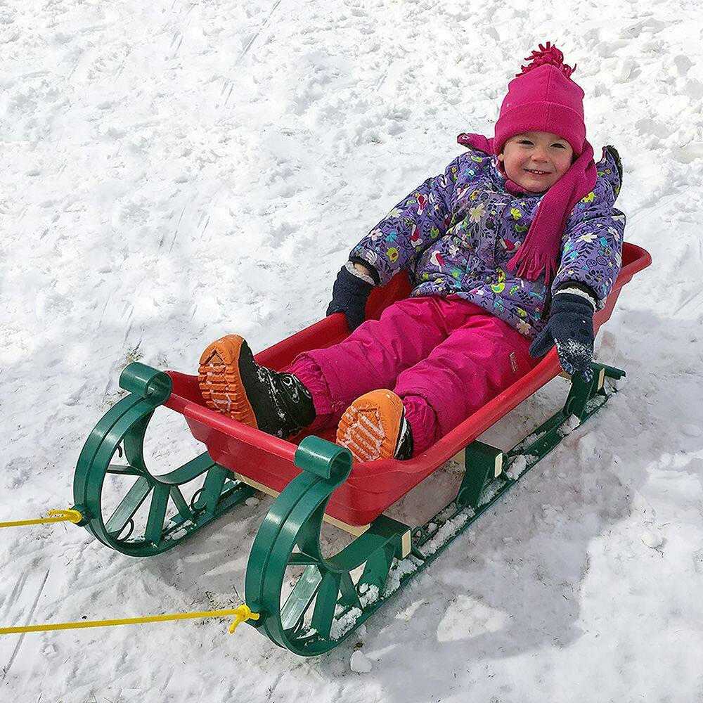 Streamridge Snow Cutter Baby & Toddler Lightweight Vintage Style Sleigh/Sled w/ Tow Rope
