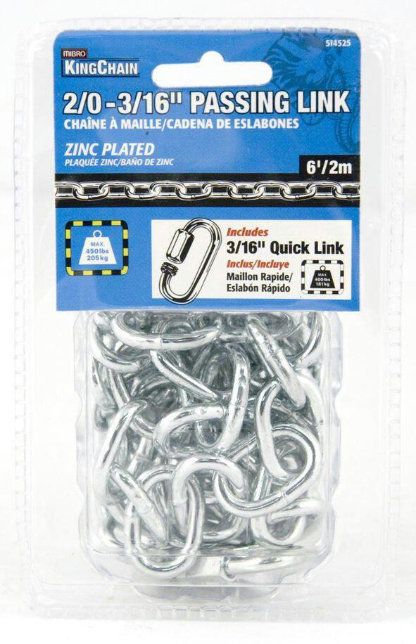 Ben-Mor Passing Link Chain, For General Utility, Corrosion Resistance, 3/16-in x 6-ft