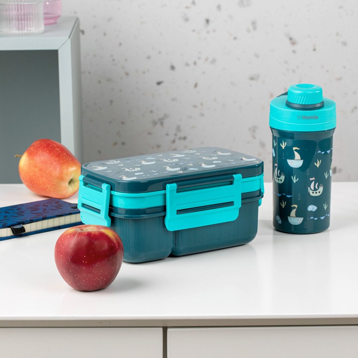 Zestaw lunchbox B2 CAIRO granatowy z kubkiem 1,8l   0,5l