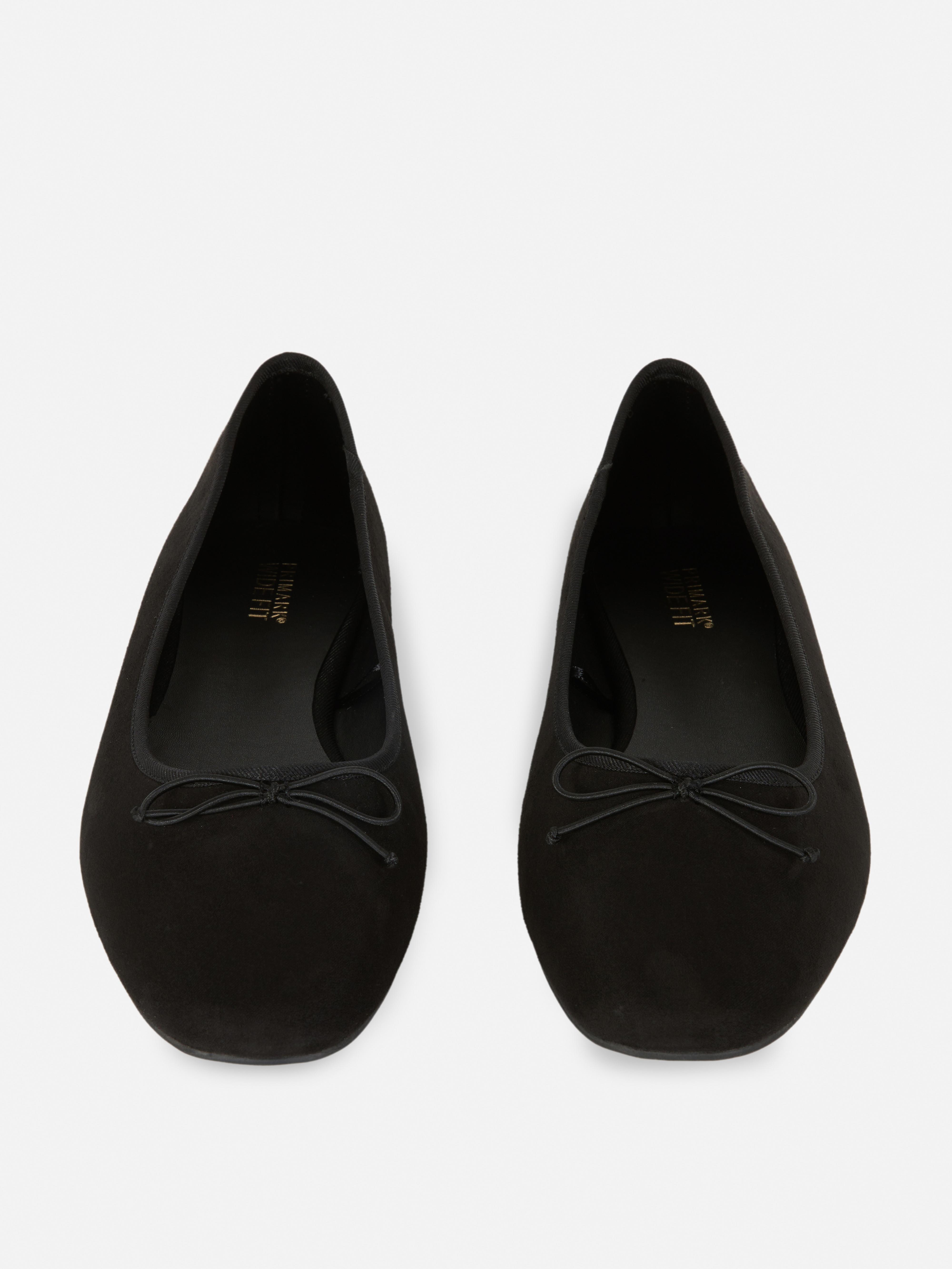 Wide Fit Faux Suede Bow Ballerinas