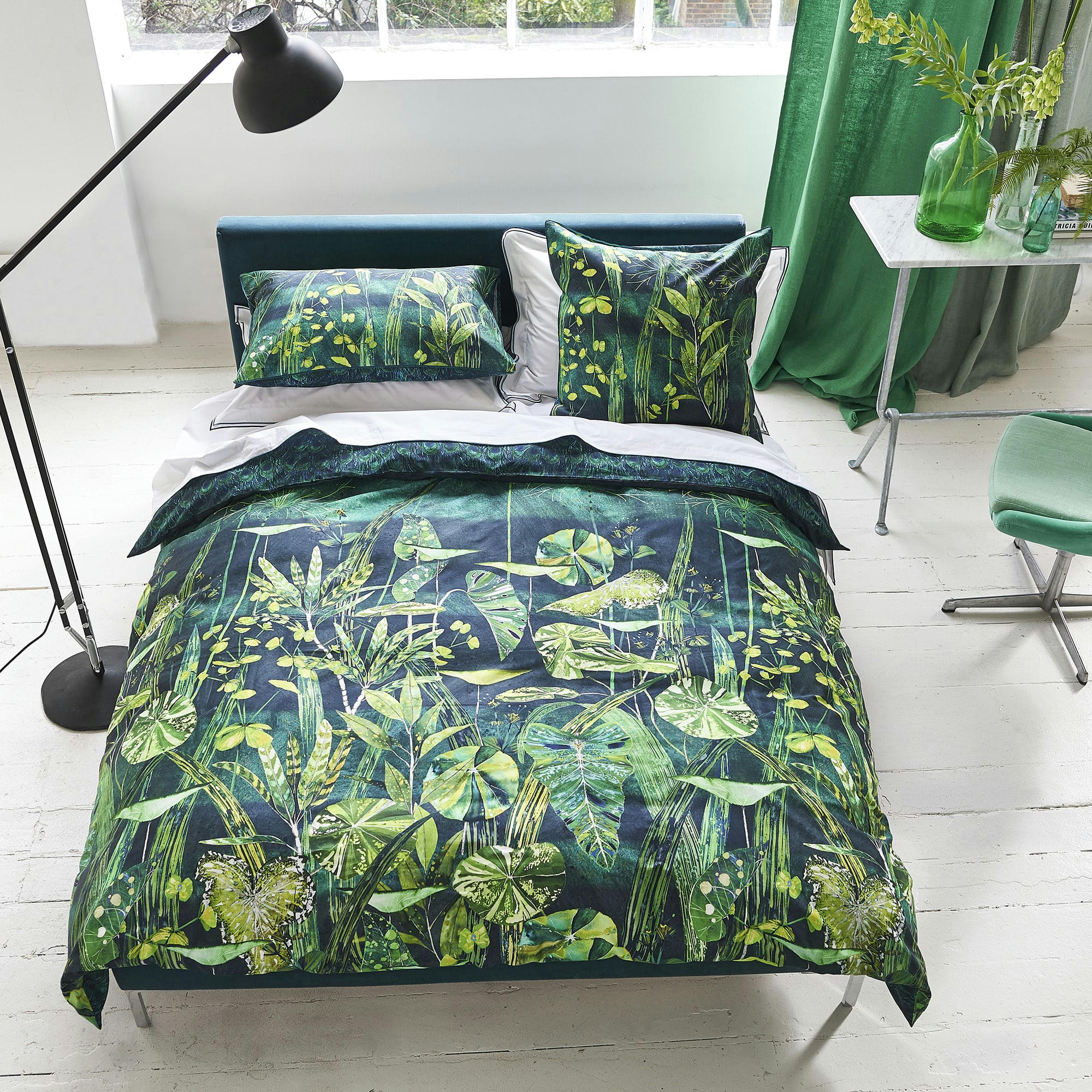 ARJUNA LEAF - Housse de couette en coton viridian 240x220