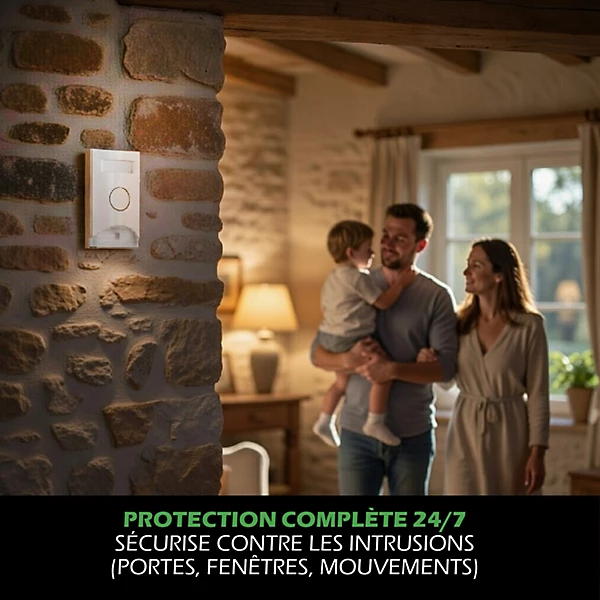 Kit Alarme autonome détection de mouvement Eclairage alerte détecteur ouverture et télécommande
