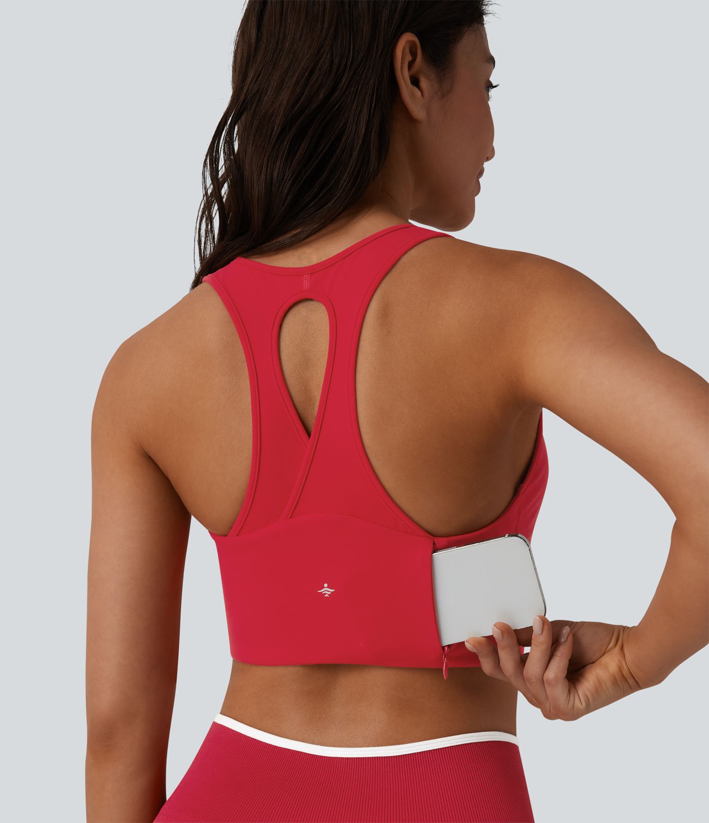 Brassière de sport yoga SoftlyZero™ Plush maintien léger dos nageur col U avec soutien-gorge intégré et poche