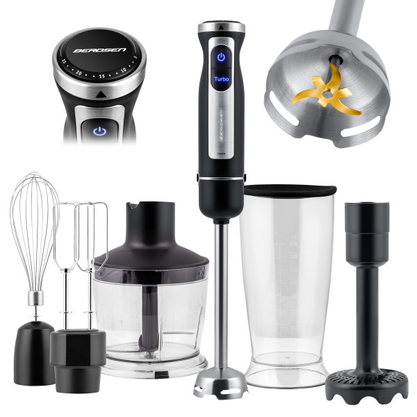 Blender ręczny wielofunkcyjny 1500W zestaw Berdsen czarny