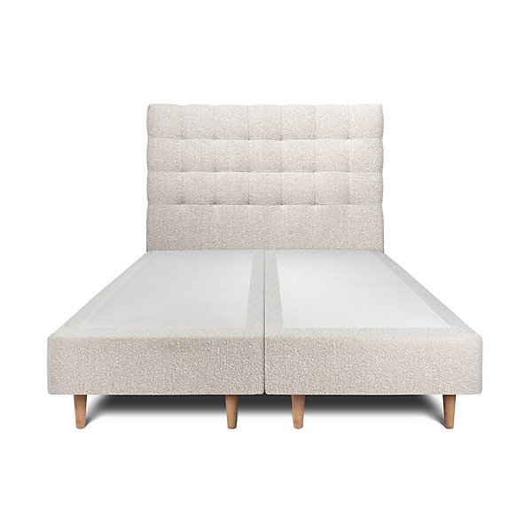 Lit avec tête de lit capitonnée et sommier tapissier- Lit en bois massif