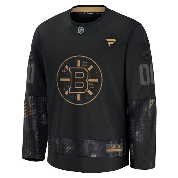 Boston Bruins  2024 Military Appreciation Personalized Long Sleeve Practice Jersey - Black
