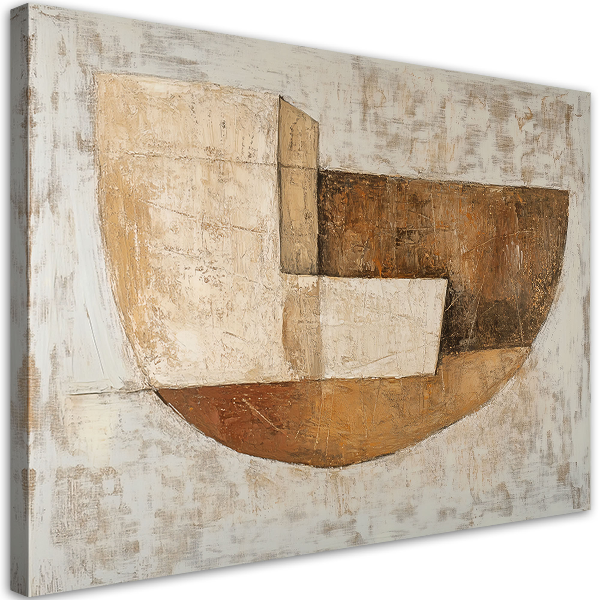 Feeby Obraz na płótnie, Beżowa Abstrakcja Kształ Loft 60x40
