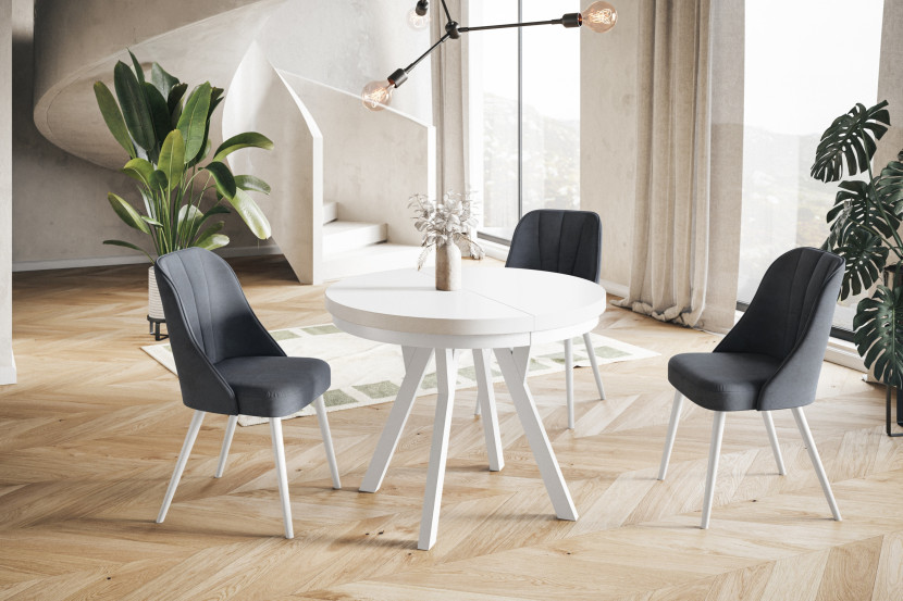 Stół rozkładany okrągły Evo 80/130x77 biały