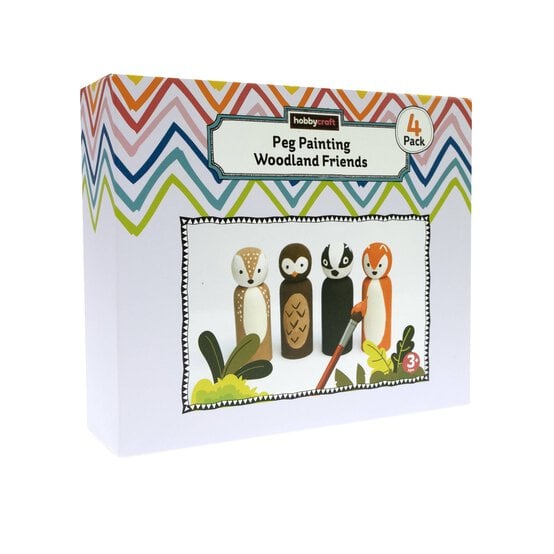 Paint Your Own Wooden Peg Woodland Friends Kit 4 Pack