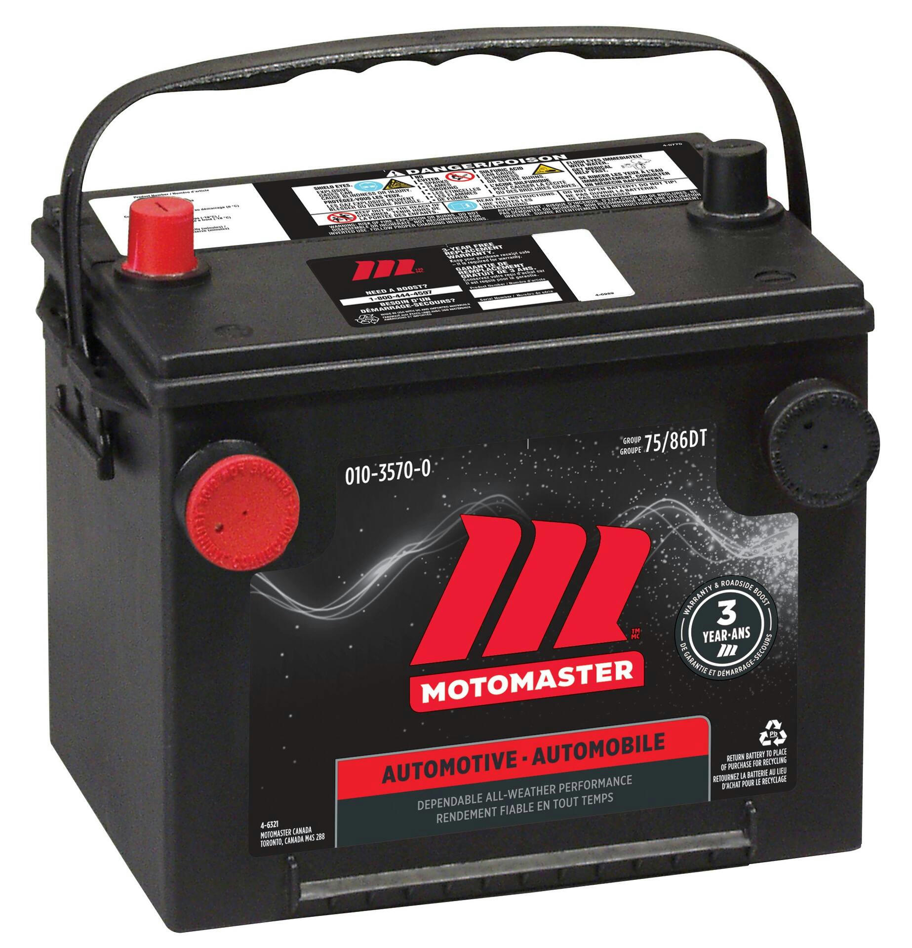 MOTOMASTER Group Size 75/86DT Battery, 650 CCA
