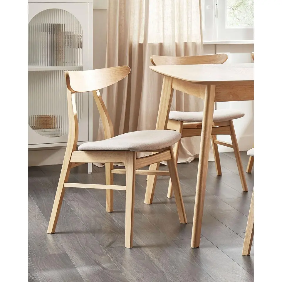 LYNN - Eetkamerstoel set van 2 - Lichte houtkleur - Rubberhout