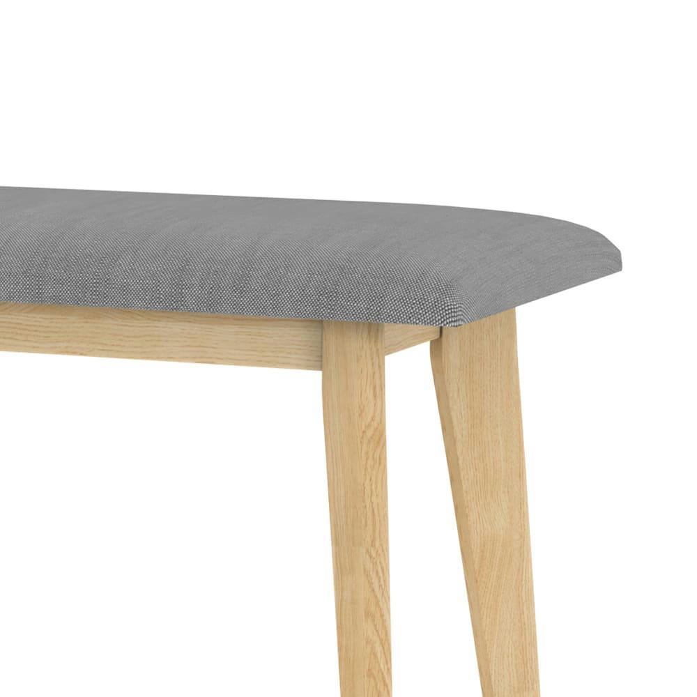 CORRETTA - Banc 2 places en tissu gris et pieds en hévéa massif