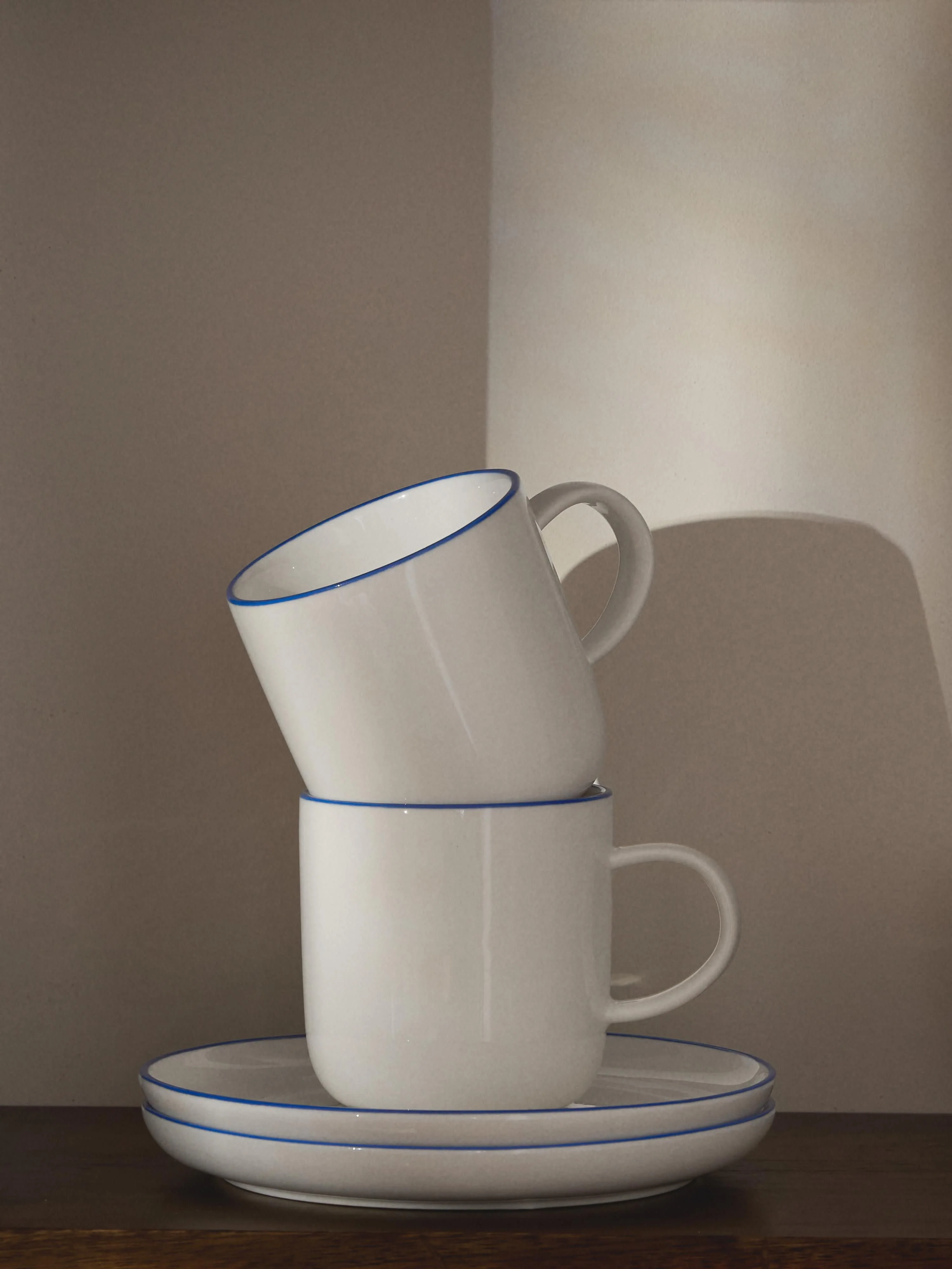 Porzellan-Kaffeetassen Facile mit Untertassen, 2er-Set
