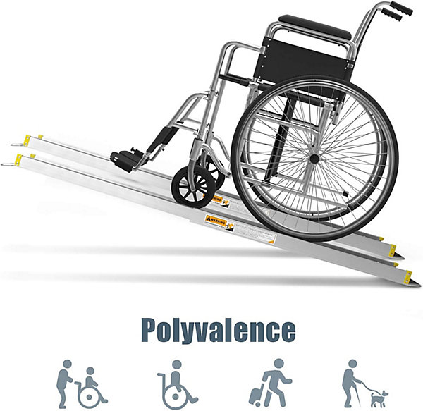2 Rampes de Chargement de Voiture Non glissantes en Aluminium Rampes de Fauteuil Roulant Portatives Telescopiques Antiderapante