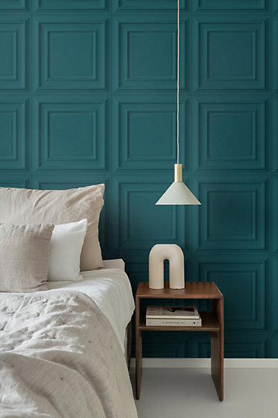 Origin Wallcoverings papier peint lambris bleu canard 53 cm x 10.05 m