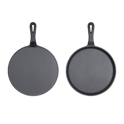 SOGA 2X 26cm Round Cast Iron Frying Pan Skillet Griddle Sizzle Platter