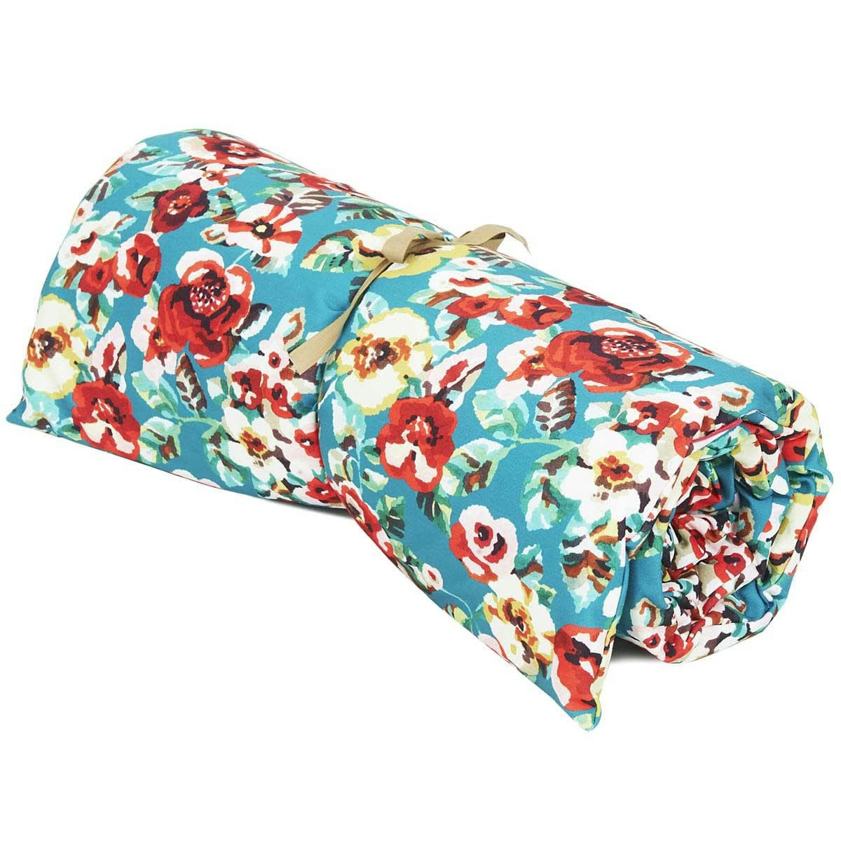 RITA - Matelas bain de soleil toile outdoor imprimé fleuri vert